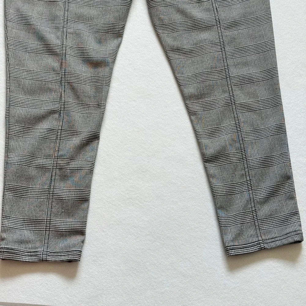 Free‎ People High Rise Grey Trousers Pants Size 10 Glen Plaid Belted Slim Preppy